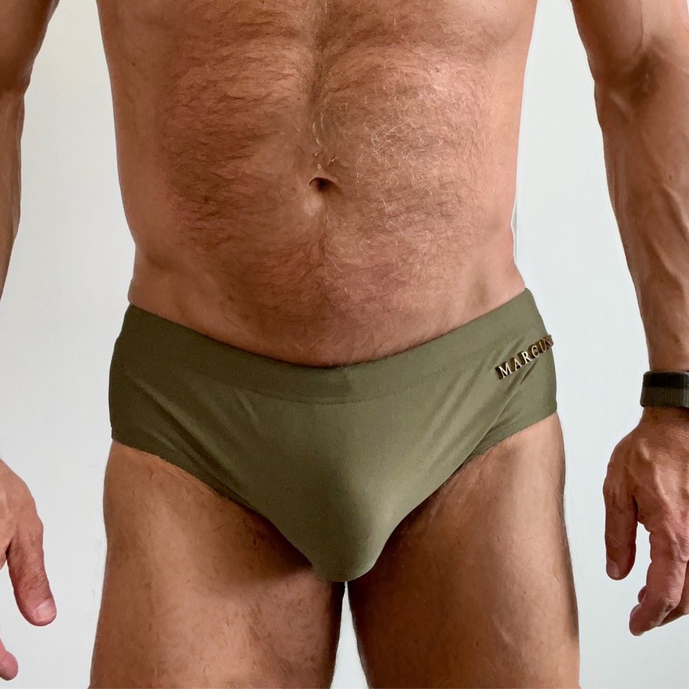 Marcuse Men's Swim Briefs in Olive Green